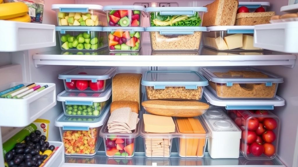 Organized refrigerator showcasing prepped ingredients