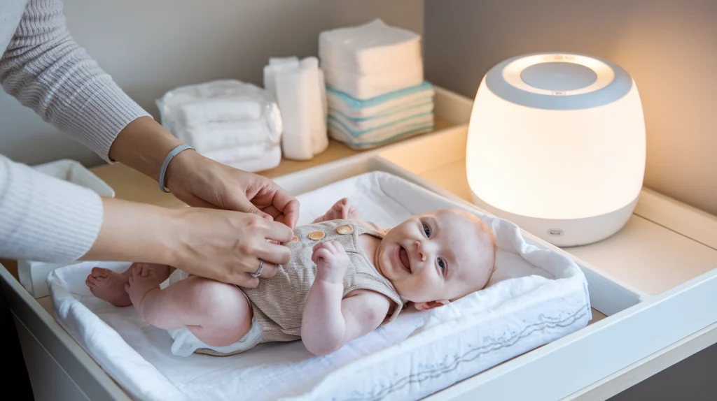 A new parent gently swaddling a newborn in a soft blanket, demonstrating one of the essential baby care tips highlighted in the article titled '10 Essential Baby Care Tips for New Parents.' The cozy setting, with soft colors and baby toys in the background, emphasizes comfort and security in newborn care.