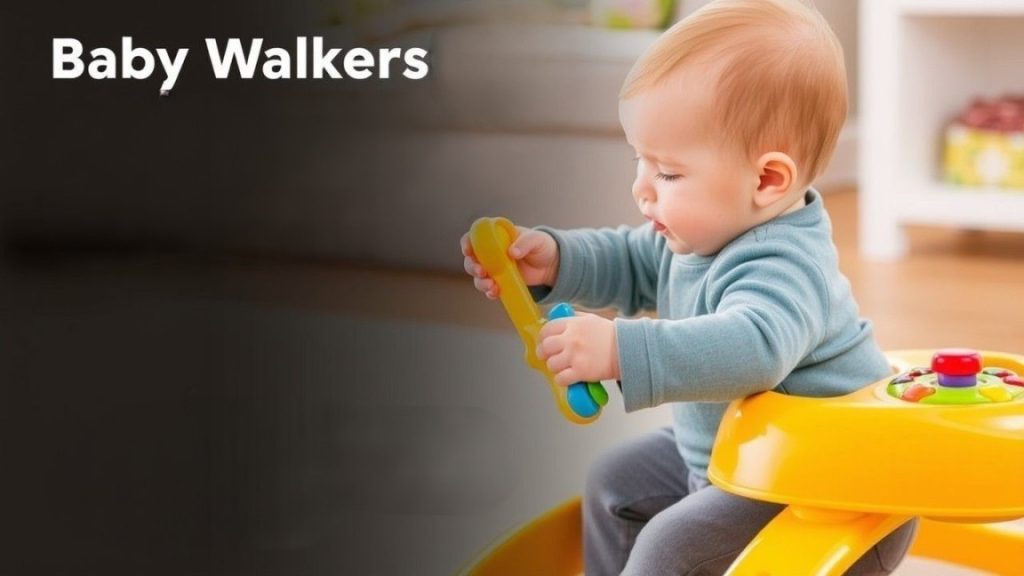 A baby exploring engaging toys on Baby Walkers for Early Development, demonstrating the walker’s role in fostering cognitive and motor skills.