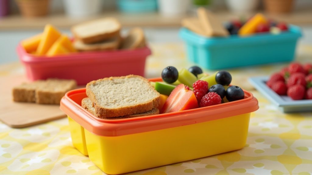 Colorful healthy toddler lunch ideas for picky eaters in a vibrant lunchbox, featuring fruits, vegetables, and sandwiches.