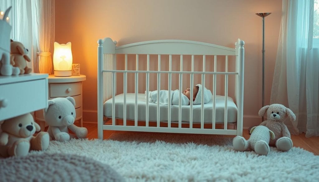 A caregiver gently holding and rocking a fussy baby in a cozy environment, demonstrating soothing techniques to calm colicky babies, as outlined in the article titled 'Colicky Babies: Gentle Techniques for Calmness.' The warm lighting and comforting surroundings emphasize the importance of a nurturing approach to alleviating colic symptoms.