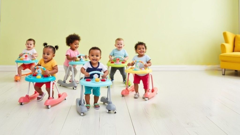 Various top baby walkers from leading brands, highlighting safety and fun for infants exploring their surroundings.