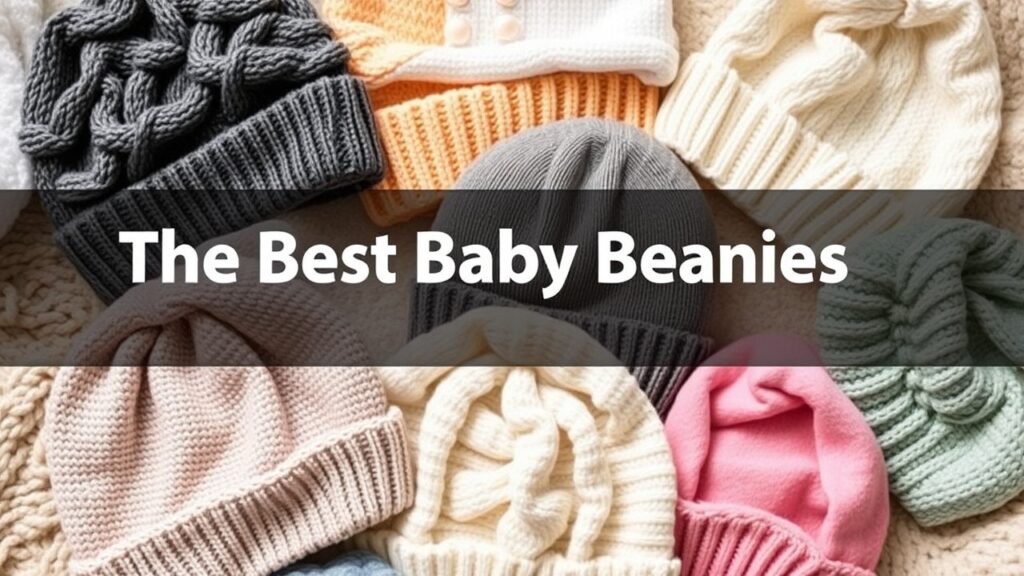 A close-up of the Best Baby Beanies displayed on a soft blanket, showcasing various styles and textures for optimal comfort.