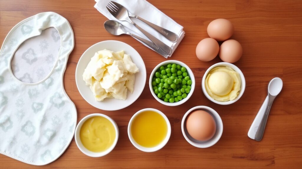 mashed peas, eggs, and other nutritious meals for infants.