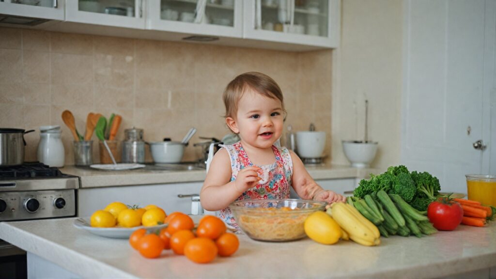 inviting kitchen scene showcasing a variety of Baby Meal Prep Tips.
